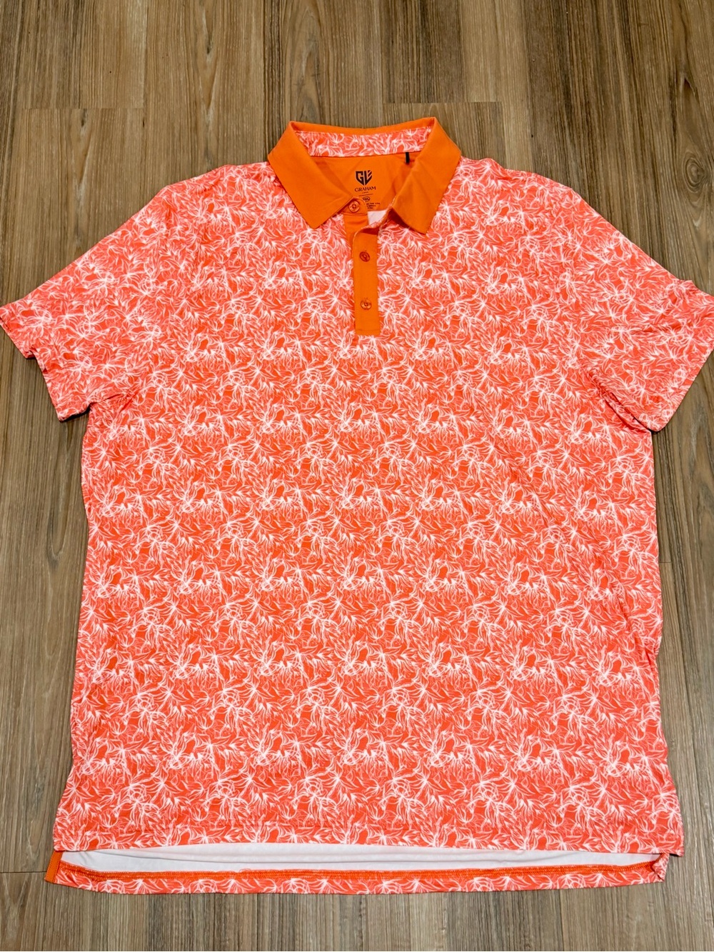 Graham Luxe Men's XXL Orange Printed Polo Shirt - Golf Polo
